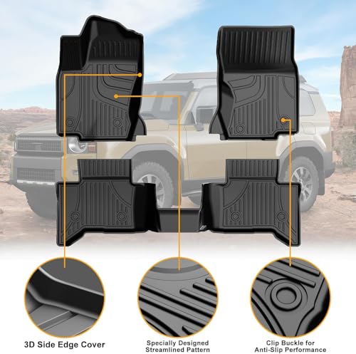 AOMSAZTO Floor Mats Compatible with 2024 2025 Toyota Land Cruiser & Lexus GX550: All Weather Floor Liner Replacement for 2025 Toyota Land Cruiser Interior Accessories - style: 2024-2025 | For Toyota Land Cruiser Floor Mats