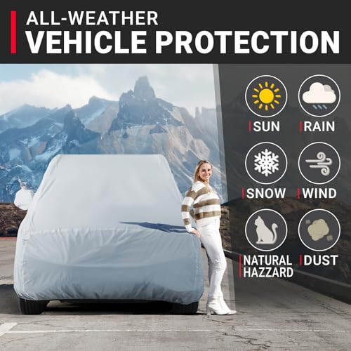 iCarCover 18-Layers Premium Universal Fit SUV Car Cover Waterproof All Weather Sun Rain Snow UV Protection Outdoor Indoor Full Exterior Covers for Automobiles Sedan Hatch Coupe Fit for 174-178 inch - size: 18. Fit Mid Size SUV Length 174-178 inch