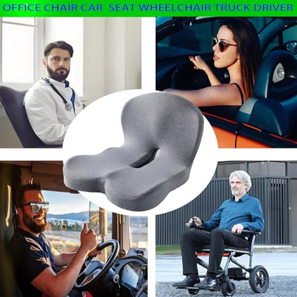 Memory Foam L-Shaped Integrated Seat Cushion for Office Chair, Truck&Car Ergonomic Driver Seat Cushion for Back, Lower Back & Tailbone Support for Truck Driver&Long Driving (Grey)