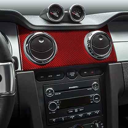 Car Center Air Outlet Vents Sticker Carbon Fiber Decal for Ford Mustang GT Shelby 2005 2006 2007 2008 2009 Accessories - color: Center Air Outlet