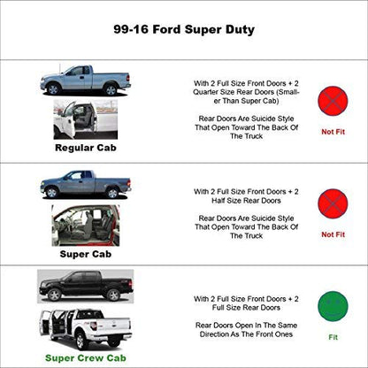 4pcs Outside Mount Window Rain Guards Durable Side Wind Deflectors Dark Smoke Vent Nice Window Visors fit for F-150 15-24 Supercrew Cab (Crew Cab) 17-19 F250/F350 Super Duty Supercrew 94975 - size: for F-150 15-20 Supercrew