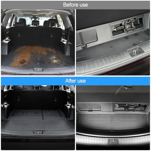 Cargo Mat for 2020-2025 Hyundai Palisade, All Weather TPE Rear Cargo Liner with Seat Back Cover for Hyundai Palisade Accessories (Include Lower Trunk Mat) - size: Fo Hyundai Palisade Cargo Mats 2020-2025