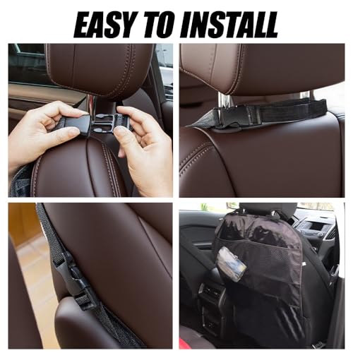 2PCS Kick Mat Backseat Protector, Back Seat Cover for Kids, Premium Waterproof Kick Mats with 2 Pocket Organizer, Automotive Backseat Organizer Waterproof Protective Cover for Car SUV Truck