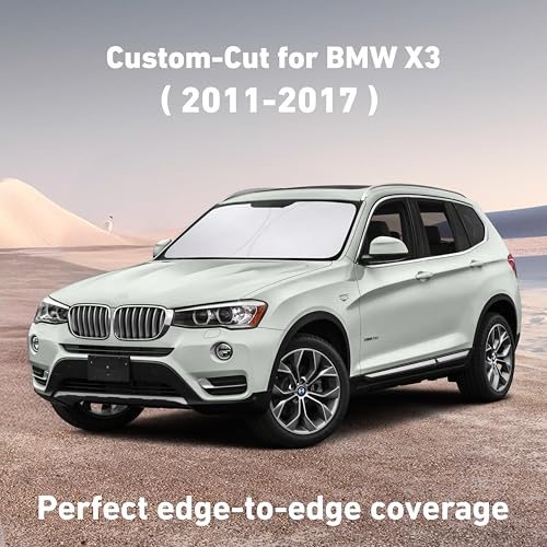 EcoNour Windshield Sunshade Compatible for BMW X3 2011-2015 2016 2017, Sun Visor for Front Windshield & Window Sun Shade Cover, UV Heat Blocker & Protector, Car Accessories - size: For Bmw X3 (2011-2017)
