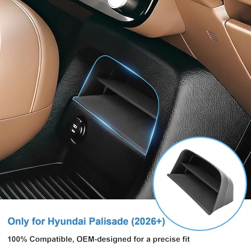 2026 Palisade Center Console Organizer (Lower Front) for Hyundai Palisade (SE/SEL Convenience/SEL Premium/Limited/XRT Pro/Calligraphy), Durable ABS Plastic Tray Insert 2026 Palisade Accessories - color: Black (1pcs Lower-Front)
