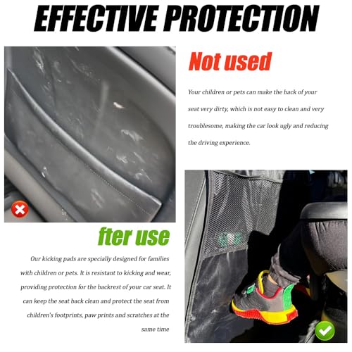 2PCS Kick Mat Backseat Protector, Back Seat Cover for Kids, Premium Waterproof Kick Mats with 2 Pocket Organizer, Automotive Backseat Organizer Waterproof Protective Cover for Car SUV Truck