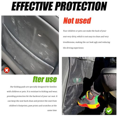 2PCS Kick Mat Backseat Protector, Back Seat Cover for Kids, Premium Waterproof Kick Mats with 2 Pocket Organizer, Automotive Backseat Organizer Waterproof Protective Cover for Car SUV Truck