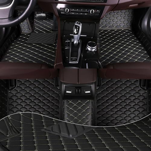 Car Mats Full Set for Honda Accord 8th Floor Mats 2008-2013,All Weather Tech Mats for Cars,Leather Car Floor Mats,Non-Slip Automotive Floor Liners(Black Beige) - color: Black Beige