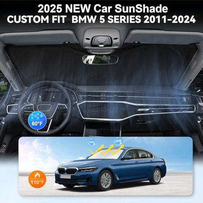 for BMW 5-Series Windshield Sun Shade Sunshade Custom Fit for BMW 5 Series G30 G31 2011-2024 2025 Windshield Cover for 530i, 530e, 545i, 550i 525i, 528xi, Front Window Shield Protector Car Accessories - size: for BMW 5 Series 11-25
