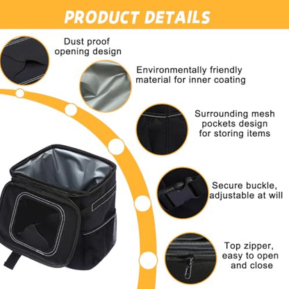 Car Trash Can with Lid and Storage Pockets, Leakproof Waterproof Vehicle Garbage Bin Organizer, Multipurpose Portable Auto Dustbin Container, Universal for SUV, Truck, RV