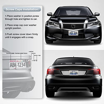 QUANQIUFEI 2 Pack License Plate Frames, Stainless Steel Car License Plate Cover Car Accessories with Screw Caps (Silver) - color: Silver