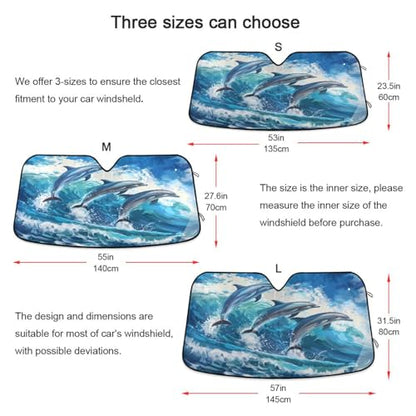 Windshield Sun Shade Beautiful Dolphins Jumped Front Window Block UV Shades Visor Reflective Retractable for Car SUV Trucks - color: F023