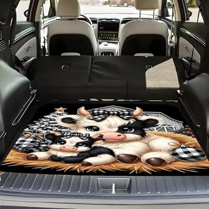 Universal Car Trunk Mat 29" x 39", Cute Cow Pattern All Weather Trunk Protection Cargo Liner, Durable Cargo Mat Rear Trunk Liner, Stylish Vehicle Interior Accessories Suitable for Most Car Models - color: Cute Cow Pattern