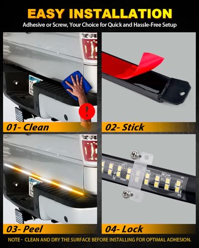 LUMENIX 49" Inch Strobe Light Strips, Back Window | Tailgate White Amber Warning Emergency Flashing Safety Double Row LED Strip Flexible Lights Bar w/Controller for Tow Work Trucks Vehicles SUV - 1PC - color: White Amber