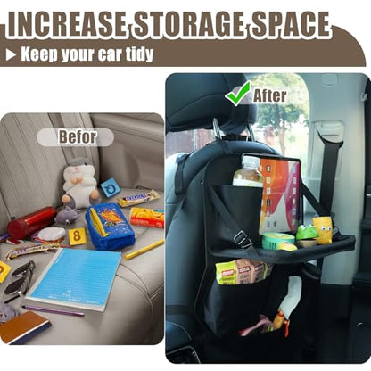 XDV Car Seat Organizers,Multi-functional Back Seat Protectors, Storage Pouches, Child kicking prevention and Tray Holders Kick Mats Back (for Cars, Kids,and Rear Seats) (Black, 1 Pack with Food Tray) - size: 1 Pack with Food Tray