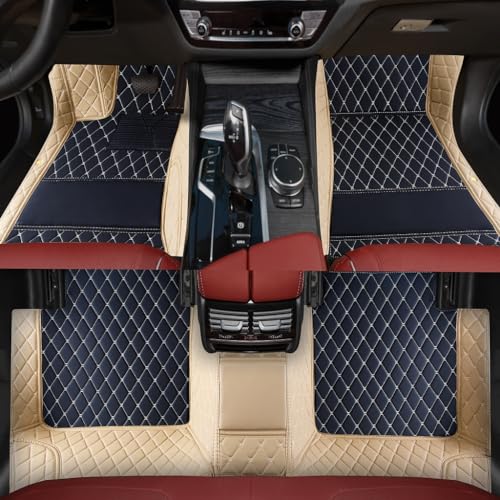 Custom Personalized Floor Mats for Cars，Luxury Full Coverage All Weather Car Floor Mats，Anti-Slip Leather Car Mat Set ，Custom Floor Mats for 99% of Cars, Trucks & SUVs (3D Beige and Black) - color: 3D beige and black