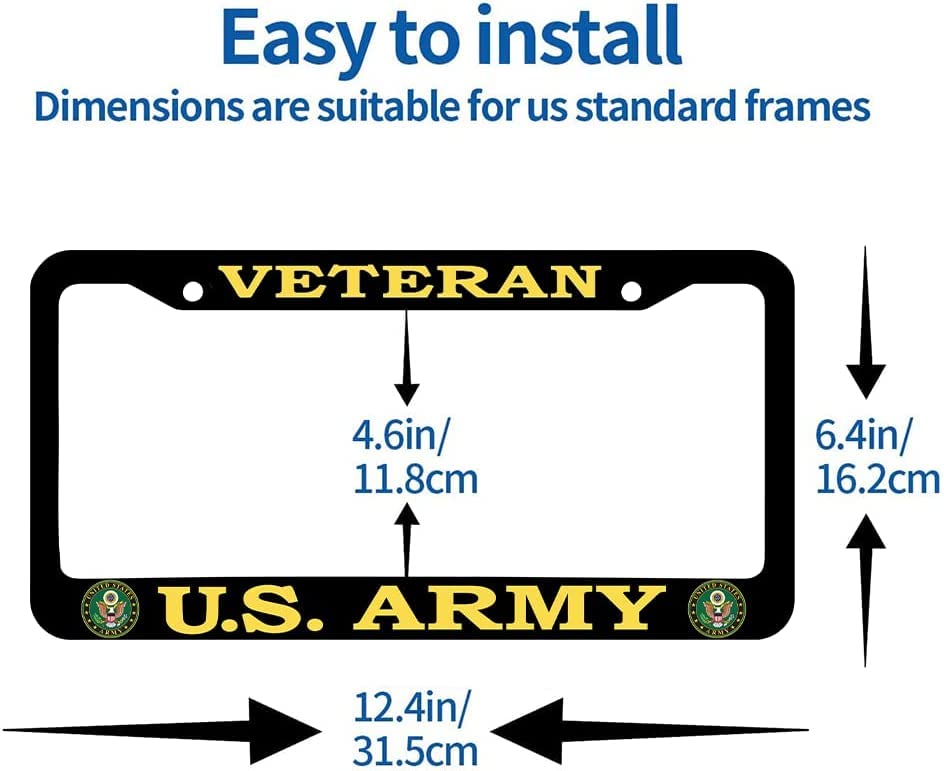 2 PCS for US Army Veteran License Plate Frames,Matte Black Aluminum Veteran License Plate Holder License Plate - color: AM-2, size: 2pcs