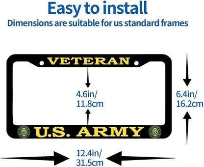 2 PCS for US Army Veteran License Plate Frames,Matte Black Aluminum Veteran License Plate Holder License Plate - color: AM-2, size: 2pcs