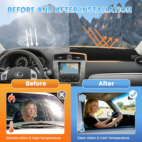 KUST Black Dash Cover Compatible with Lexus IS250 IS350 2006-2013 Dashboard Cover Accessories for IS250 IS350 IS450 Non-Slip Polyester Custom Fit Center Console Sunshield Protector No Glare - size: IS 06-13(Black)