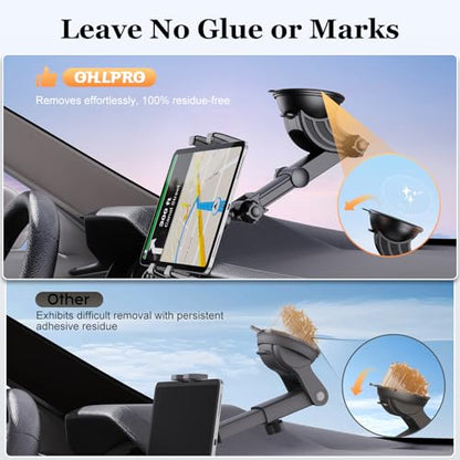 OHLPRO Tablet Holder for Car Dashboard [Suction Cup Mount] Windshield Wall Desk, Adjustable Stand for 5-13" iPad mini Air Pro Galaxy Tab S9 Phone - Heavy Duty Truck Accessories - size: 9" ABS Arm