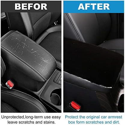 Fluffy Furry Armrest Cover for Car, Auto Center Console Cover Pad Car Soft Console Pad Wool Fur Armrest Seat Box Cover Protector Universal Fit for Most Vehicle, SUV (Black) - color: Black