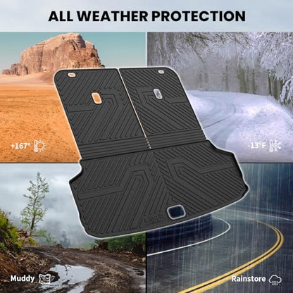 LASFIT Backrest & Cargo Mats for Kia EV9 2024-2026, All Weather TPE Easy Clean Durable No-Curling Custom Fit for Kia EV9 2026 2025 2024 Trunk Liners & Seatback, Black - size: 3)For Kia EV9 | 2024-2026 | Cargo