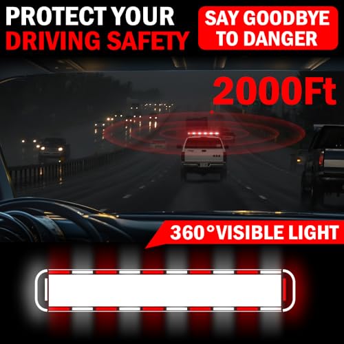 ASPL 46 inch 220 LED Rooftop Low Profile Strobe Light Bar Emergency Warning Beacon Car Hazard Flashing Construction Roof Lights Bars for Trucks Tow Automotive Construction Vehicle (Red/White - color: Red/White