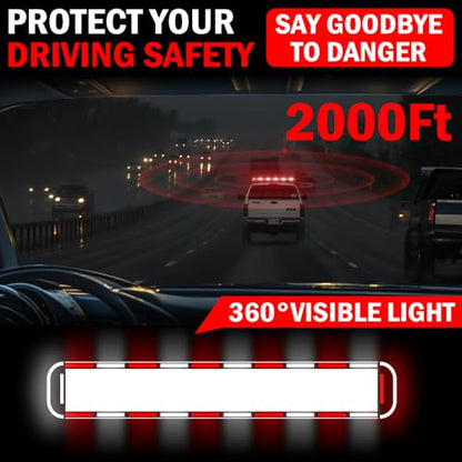 ASPL 46 inch 220 LED Rooftop Low Profile Strobe Light Bar Emergency Warning Beacon Car Hazard Flashing Construction Roof Lights Bars for Trucks Tow Automotive Construction Vehicle (Red/White - color: Red/White