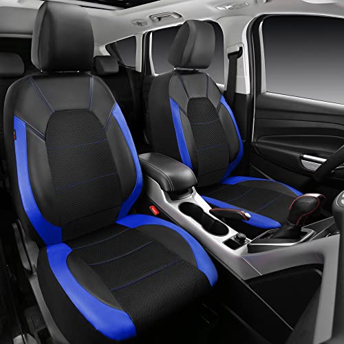CAR PASS Leather seat Covers,Automotive Universal Sport car seat Cover Super 5mm Composite Sponge Inside,Airbag Compatible fits Most Cars, SUVs, Trucks, and Vans (Full Set,Black and Blue) - color: Black& Blue, size: Full Set