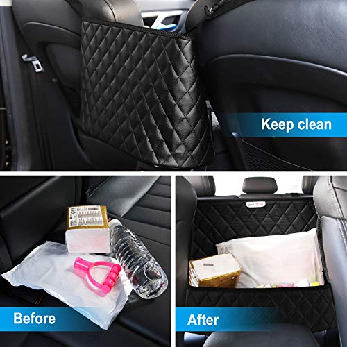 Bark Lover Car Handbag Holder, Seat Back Organizer, Barrier of Backseat Pet Kids, Purse Storage & Pocket, Car Accessories, Handbag Holder - style: Black leather