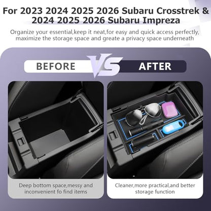 LUWU Center Console Organizer Compatible with Subaru Crosstrek & Impreza 2024-2026 Accessories Armrest Console Secondary Storage Box Insert Tray ABS Material with Coin Holder Blue - color: Crosstrek/Impreza 2023-2026 Blue