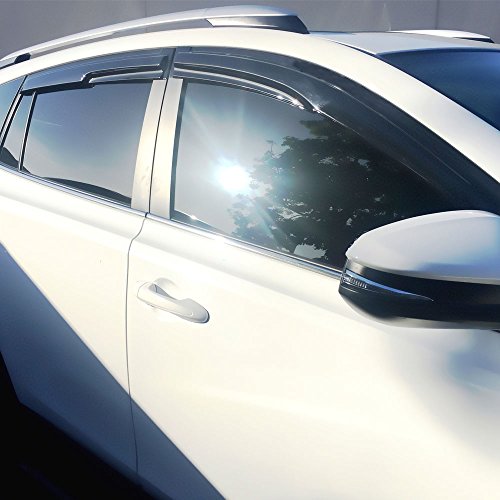 Window Visor Compatible with 2013-2018 Toyota RAV4 XU50, Acrylic Smoke Tinted & Semi-Transparent by IKON MOTORSPORTS - color: Mugen Style Smoke/Tinted