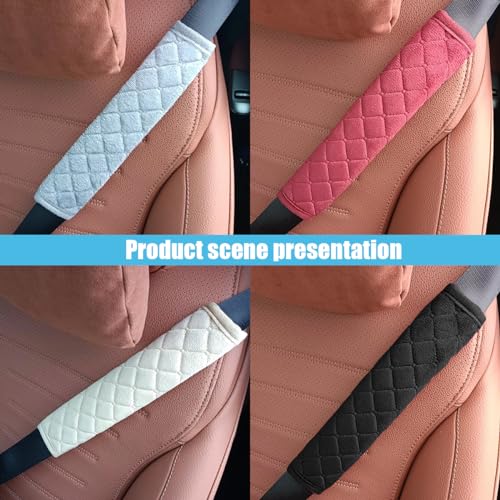 JOYCOURT 2PCS Universal Car Seatbelt Pad Cover, Long Crystal Velvet Shoulder Cover Kit for Adults and Children, Helps Avoid Friction on Shoulder and Neck, Fits All Cars and Packs - color: Beige
