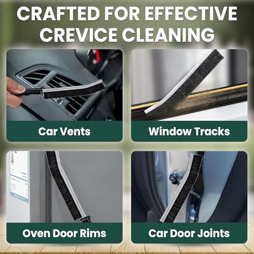 Crevice Cleaning Brush Set – 6Pcs Hard Bristle Cleaning Tools for Grout, Tile Floors, Gaps & Narrow Spaces – Small Grout Scrub Brush for Cleaning Bathroom, Shower, Window Tracks, Kitchen - size: Pack of 6 - Black
