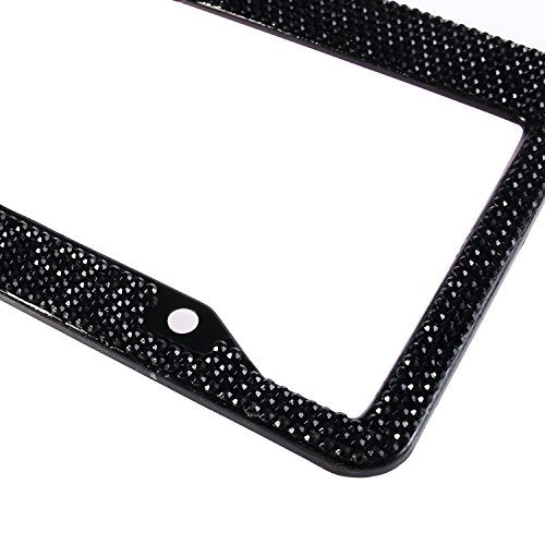 Fashion USA Universal Handmade Black Frame Black Bowtie Crystal License Plate Frames,Exclusive Bling License Plate Holder,Weather Proof Rhinestone License Cover for Women(1 Frame)