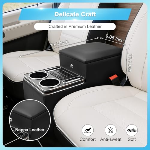 Center Console Between Seats for Minivans, Featuring Cup Holders, Coin Compartment, and Card Slot Center Console for Trucks, Minivans, and SUVs Front Seat Bench Center with Locking (Regular)
