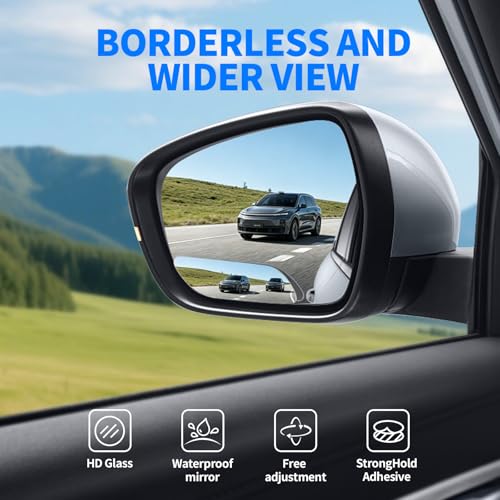 2 PCS Car Blind Spot Mirror, HD Frameless Convex Glass Angle Adjustable, Self-adhesive Back Auxiliary Reverse Mirror Wide Angle Side Mirrors Universal Car Exterior Accessories (Extended) - size: Extended