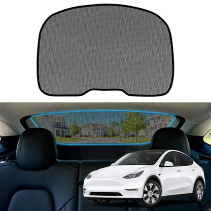 Rear Window Sun Shade for 2020-2024 Model Y, Custom Fit Back Windshield Shade, Breathable Mesh UV Protection Heat Reduction for Baby & Passengers, Clear Rear View, Easy Clip-On Install - size: Model Y(2020-2024)-Rear Windshield