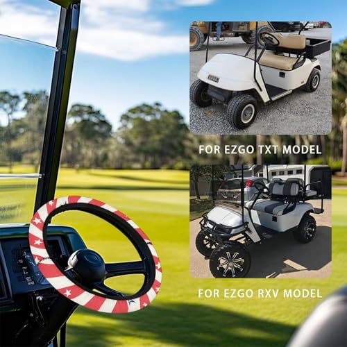 4th of July Car Accessories Steering Wheel Cover Golf Cart Steering Wheel Covers Fits 13 1/2-14 Inch Anti-Slip Sweatproof Odorless Comfy Steering Wheel Cover Golfer Friends - color: 4th of July Stripe