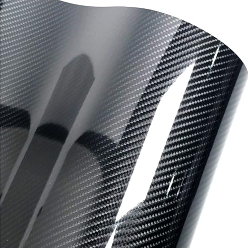 MOTONG 6D Black Carbon Fiber Vinyl Wrap for Cars - High Gloss Self-Healing Automotive DIY Film - Removable, Waterproof Vehicle Wrap for Doors, Bumper, Interior Trim (11.81 * 118.11 inch)