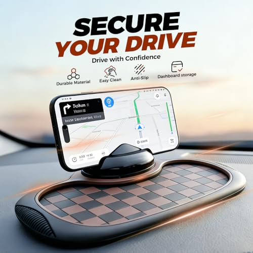 Universal Anti-Slip Car Dashboard Mat, 2026 New 360° Rotatable Phone Holder Dashboard Pad with Temporary Parking Number, Anti Skid Organizer for Phone Sunglasses Keys (Mix-2pcs) - color: Mix-2pcs