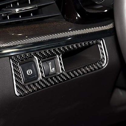 NVCNX Carbon Fiber Compatible with Cadillac XT6 2020-2025 / XT5 2017-2025 2018 2019 2020 2021 2022 2023 2024 Accessories Car Electronic Handbrake Button Panel Cover Interior Trim Black -A - color: Electronic Handbrake Button Panel - a
