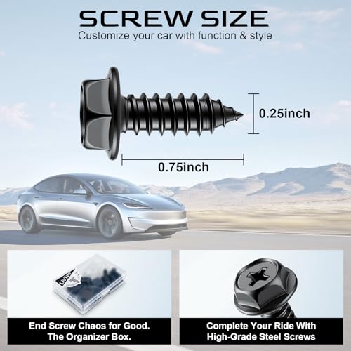 LivTee Rustproof License Plate Screws for Securing License Plates Frames and Covers on Cars and Trucks, 8 Set Premium Stainless Steel Self Tapping Mounting Bolts (Black Zinc Plated) - color: Cross-Black, size: 8 Pack