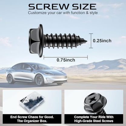 LivTee Rustproof License Plate Screws for Securing License Plates Frames and Covers on Cars and Trucks, 8 Set Premium Stainless Steel Self Tapping Mounting Bolts (Black Zinc Plated) - color: Cross-Black, size: 8 Pack