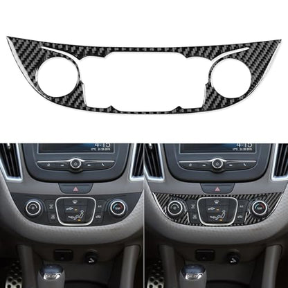 Black Carbon Fiber Compatible with Chevy/Chevrolet Malibu 2016-2025 2017 2018 2019 2020 2021 2022 2023 2024 Accessories Car Dash Climate Panel Cover Interior Trim Sticker Decal -B - color: Central Control Frame -B