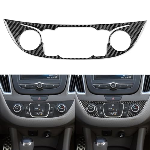 Black Carbon Fiber Compatible with Chevy/Chevrolet Malibu 2016-2025 2017 2018 2019 2020 2021 2022 2023 2024 Accessories Car Dash Climate Panel Cover Interior Trim Sticker Decal -B - color: Central Control Frame -B