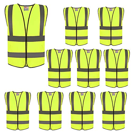 zojo High Visibility Reflective Vests,Adjustable Size,Lightweight Mesh Fabric, Wholesale Safety Vest for Outdoor Works - color: Neon Yellow