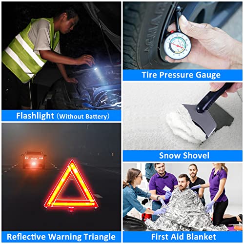 Car Emergency Kit with 2000A Car Battery Jump Starter- Car Roadside Emergency Kit, First Aid Kit, Tow Rope, Emergency Car Kit, Roadside Safety Tool Kit for Women, Men