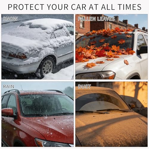 4 Pack Disposable Plastic Car Cover, Universal Clear Rain Dust Garage Cover with Elastic Band, for Indoor Garage Use, Sedans and SUVs, 12 ft x 22 ft