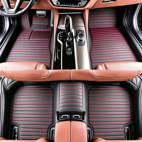 Custom Personalized Floor Mats for Cars, Luxury Full Coverage All Weather Car Mats, Anti-Slip Car Mat Set, Customize Floor Mat for 99% of Sedan, Trucks SUV (Black Red Stripe) - color: Black Red Stripe